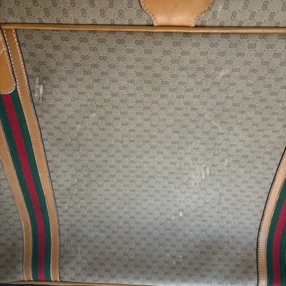 Gucci Vintage Authentic Coated Canvas Luggage Large Stripes 1980’s GG Monogram - Picture 6 of 15